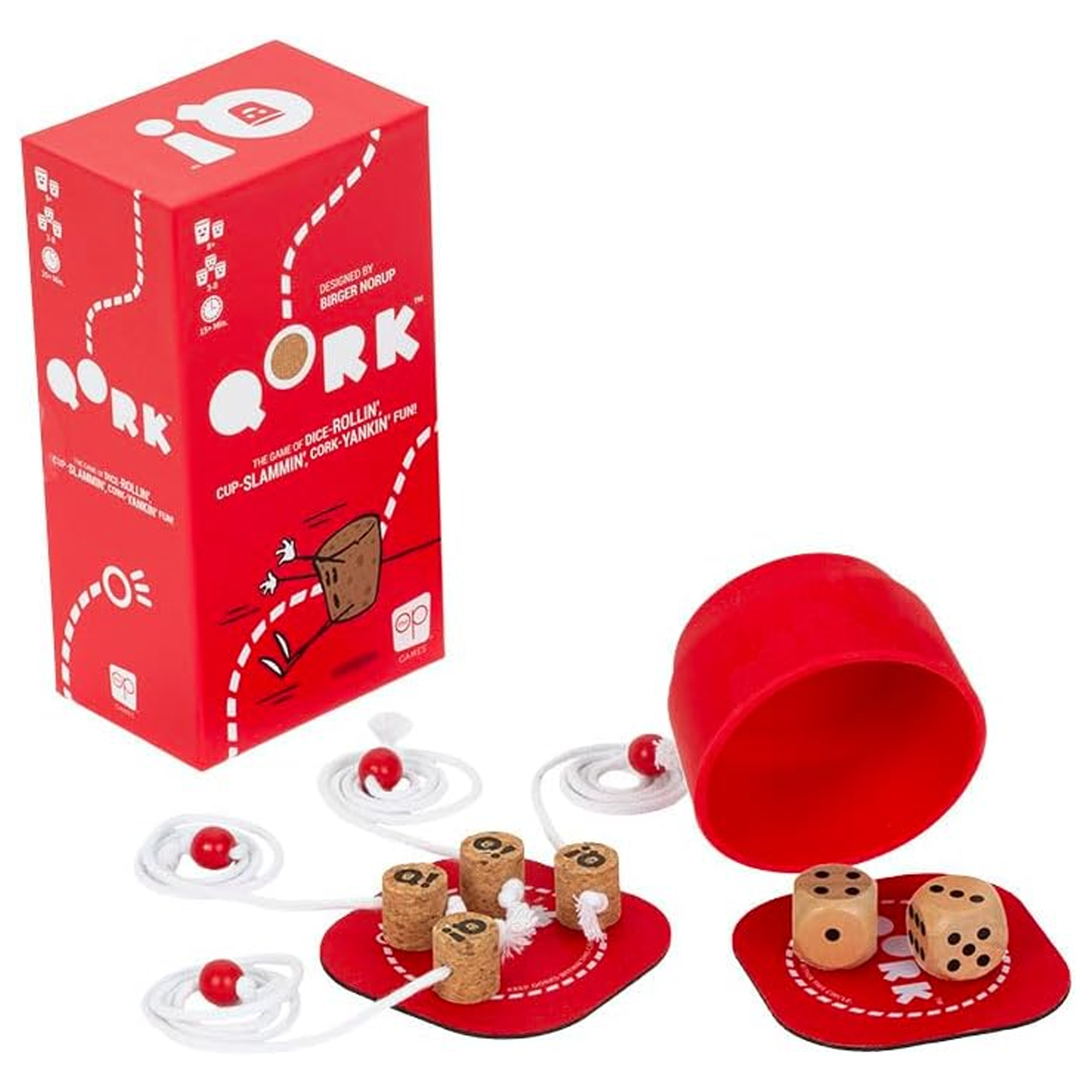 Qork Board Game (Box and Components) on a White Background | Happy Piranha