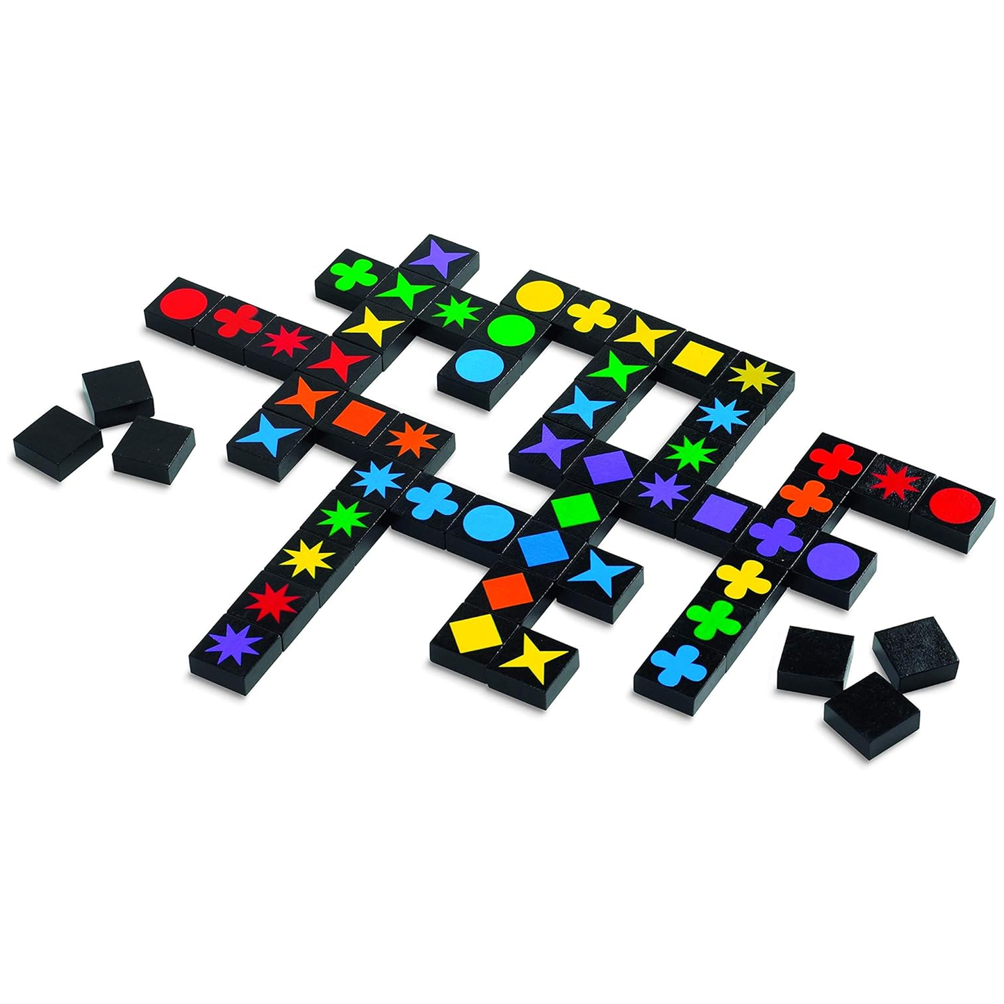 Qwirkle - Travel Size Board Game (Pieces on a Table) | Happy Piranha