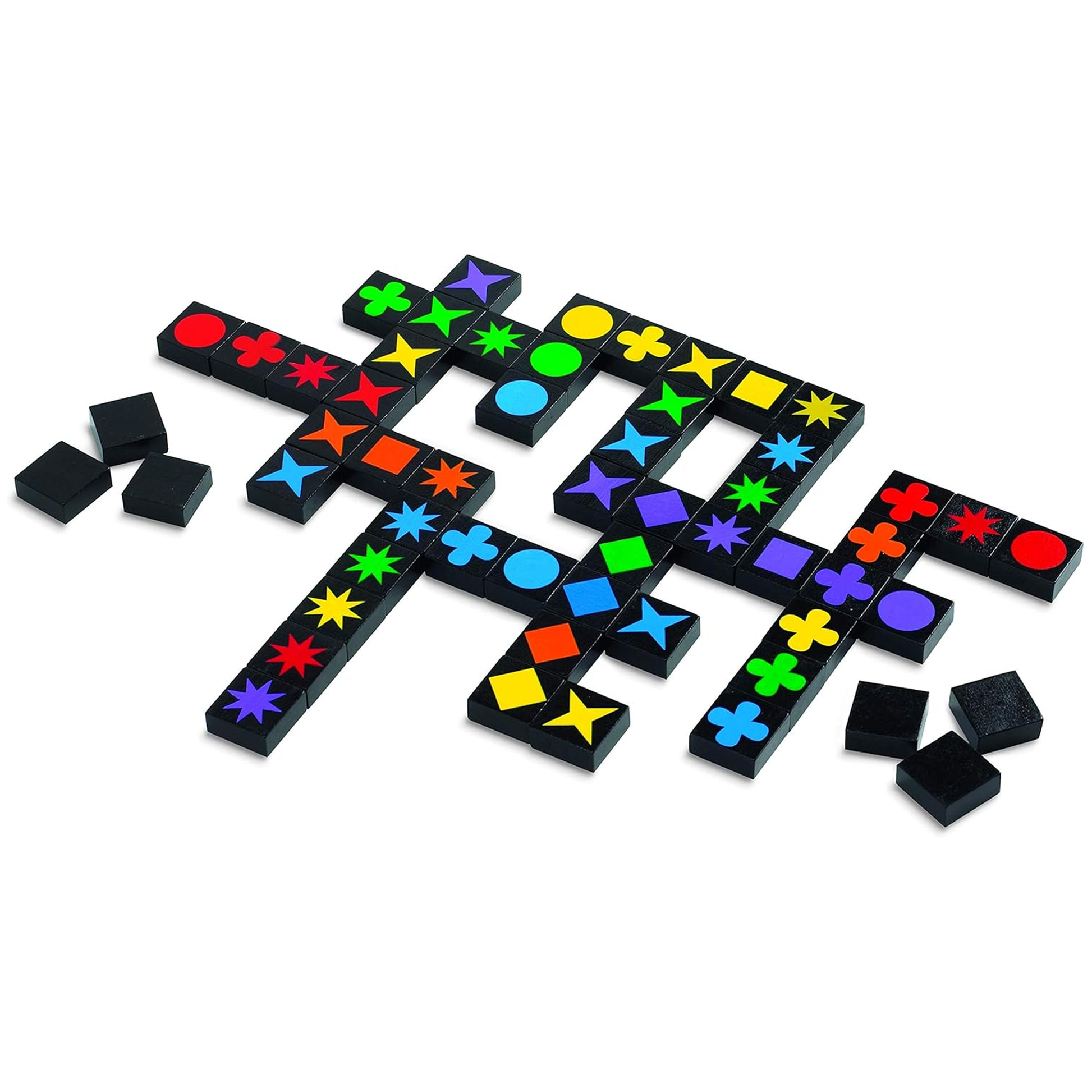 Qwirkle - Travel Size Board Game (Pieces on a Table) | Happy Piranha