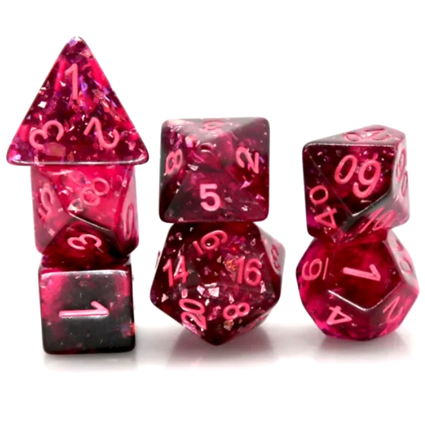 Glitter Foil Filled Polyhedral Dice Set