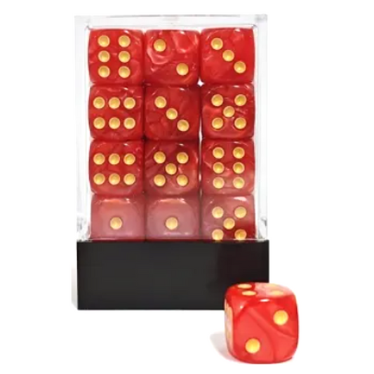 Pearlescent Red 36 Pip Dice D6 (6 Sided Dice) Box Set | Happy Piranha