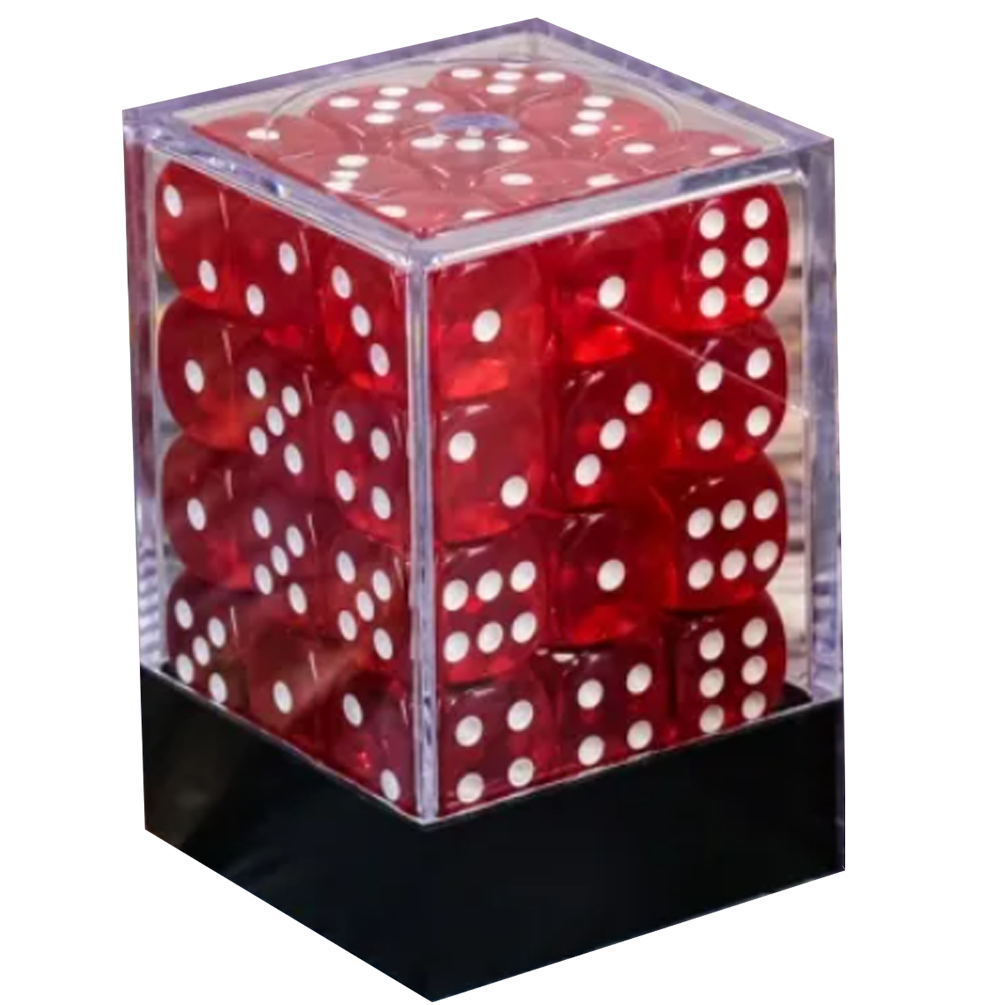 Translucent Red - 36 x 12mm 6 Sided Pip Dice D6 Set | Happy Piranha