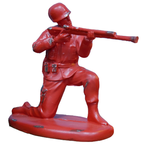 Crouching Red Army Man - 18cm Toy Soldier Ornament | Happy Piranha