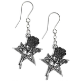 Ruah Verd Droppers - Gothic Pentagram Pewter Earrings (Front) | Happy Piranha