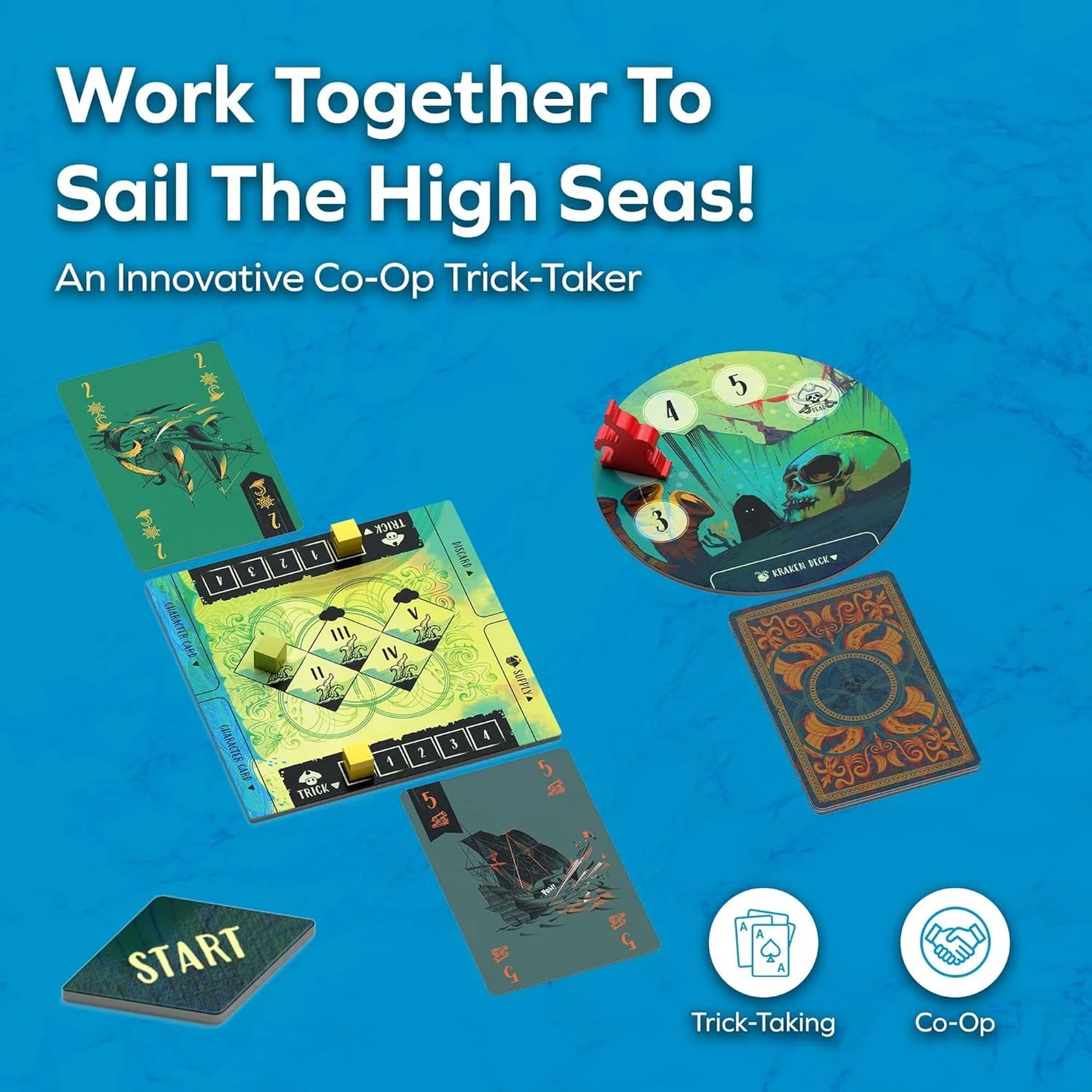 Sail Board Game (Gameplay Infographic) On a Blue Background | Happy Piranha