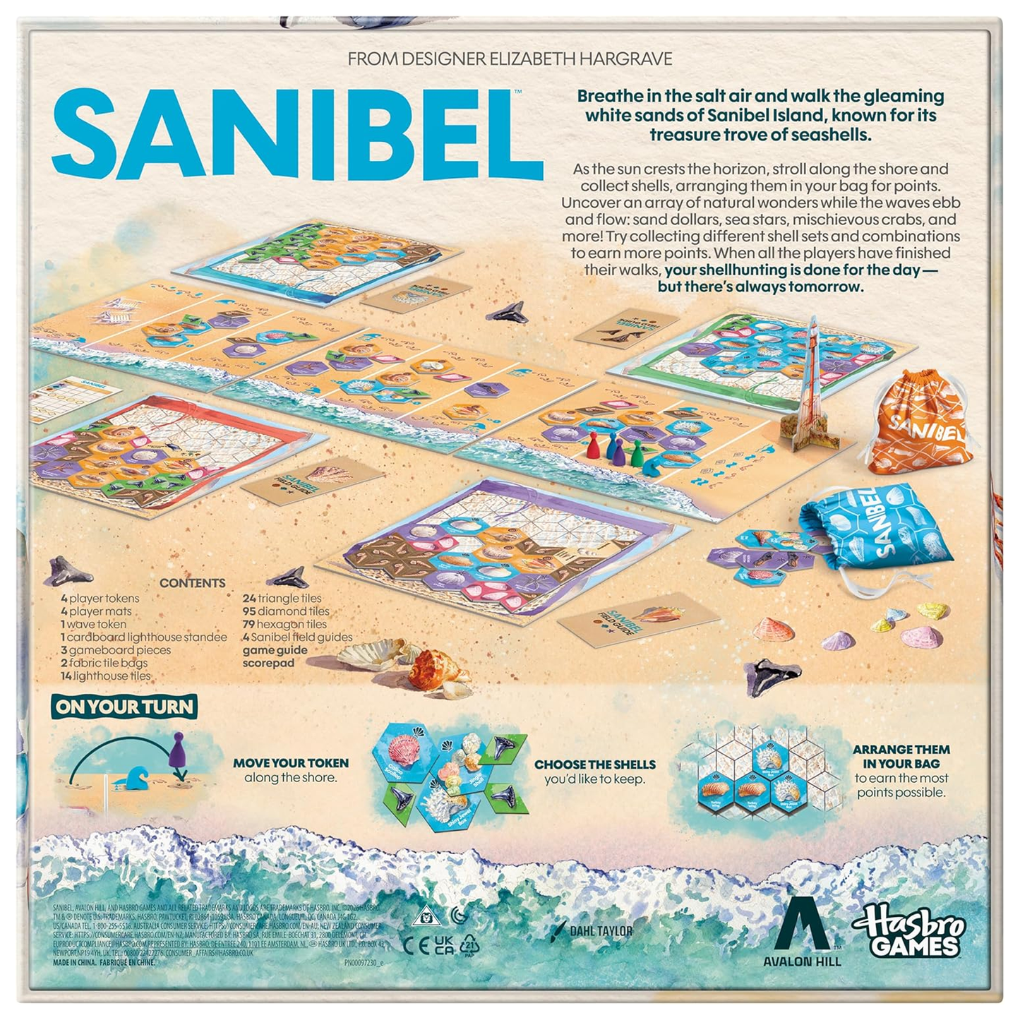 Sanibel Board Game (Back of Box) On a White Background | Happy Piranha