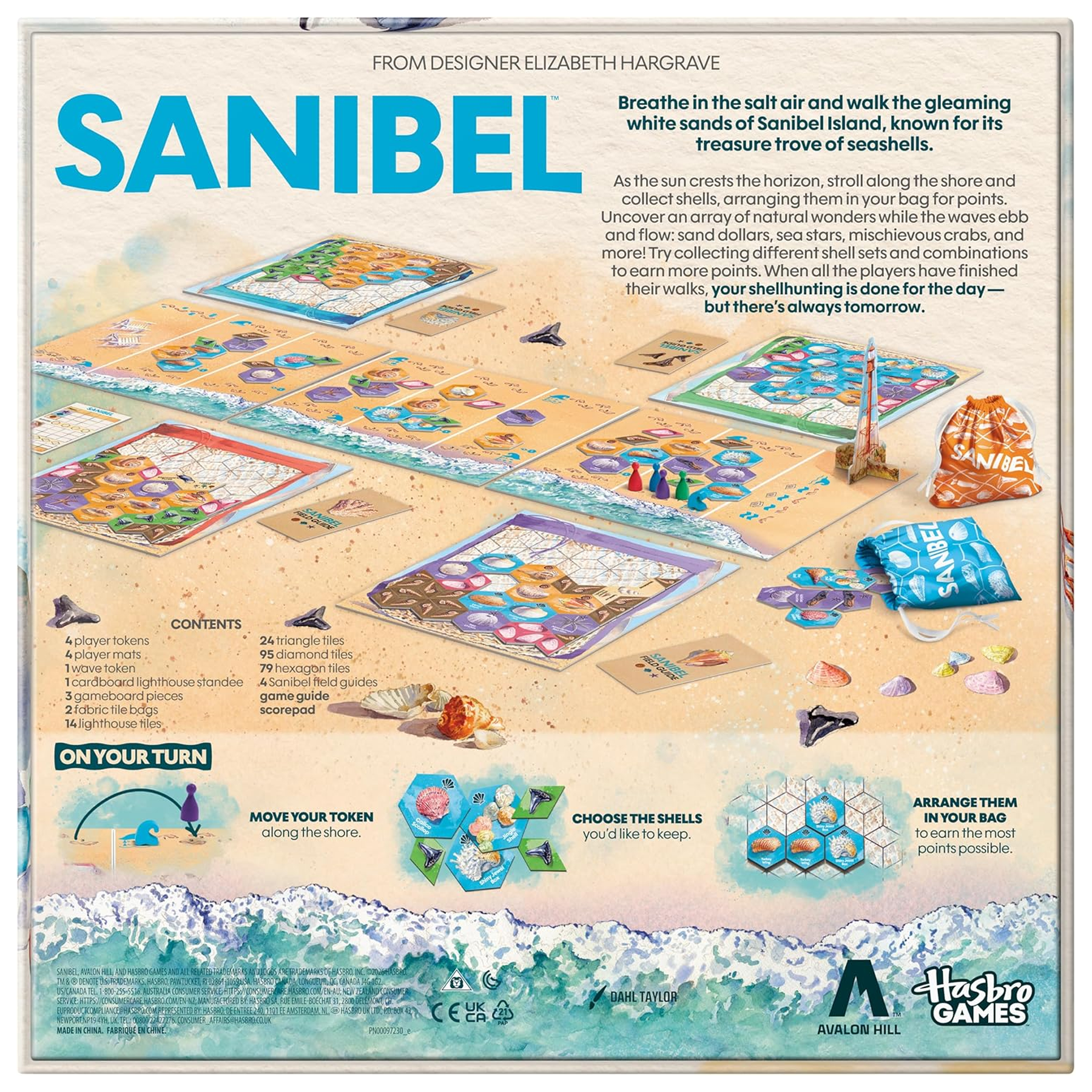 Sanibel Board Game (Back of Box) On a White Background | Happy Piranha