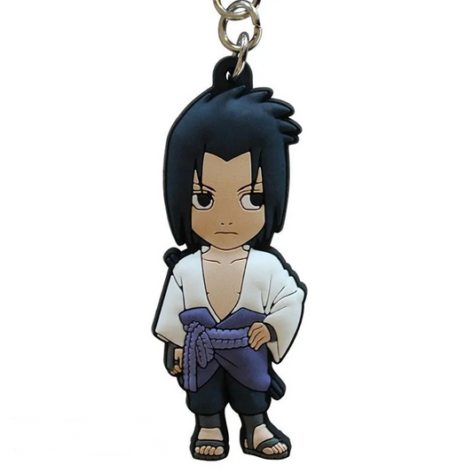 Naruto Shippuden Sasuke Uchiha Rubber Keychain (Front) | Happy Piranha