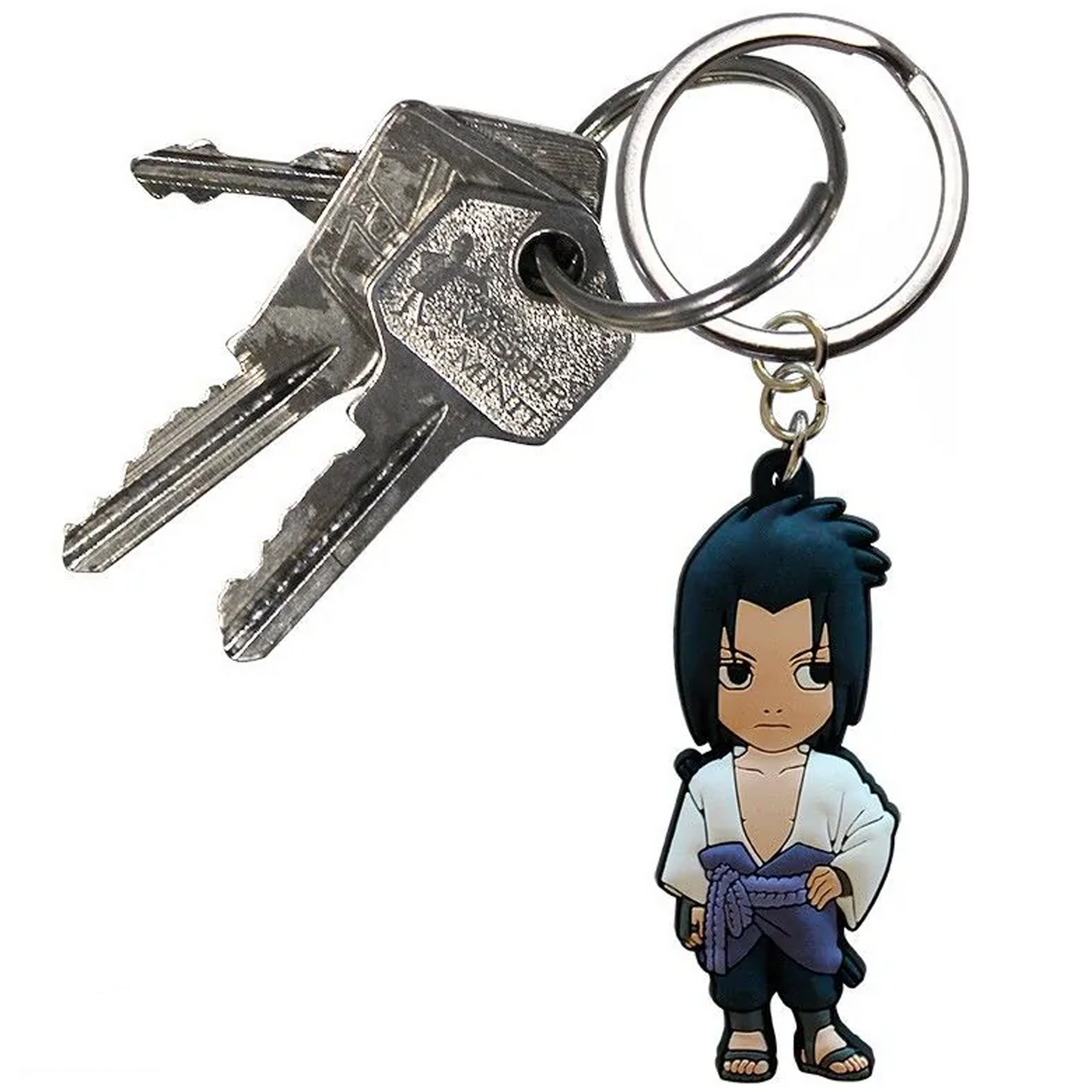 Naruto Shippuden Sasuke Uchiha Rubber Keychain (on Some Keys) | Happy Piranha