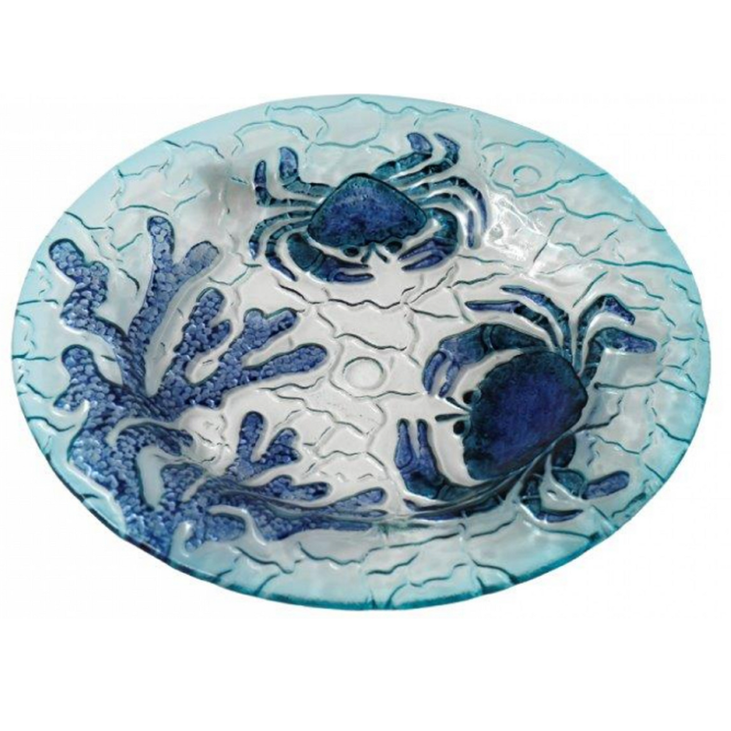 Crab & Seaweed Seashore Design Glass Plate on a White Background | Happy Piranha
