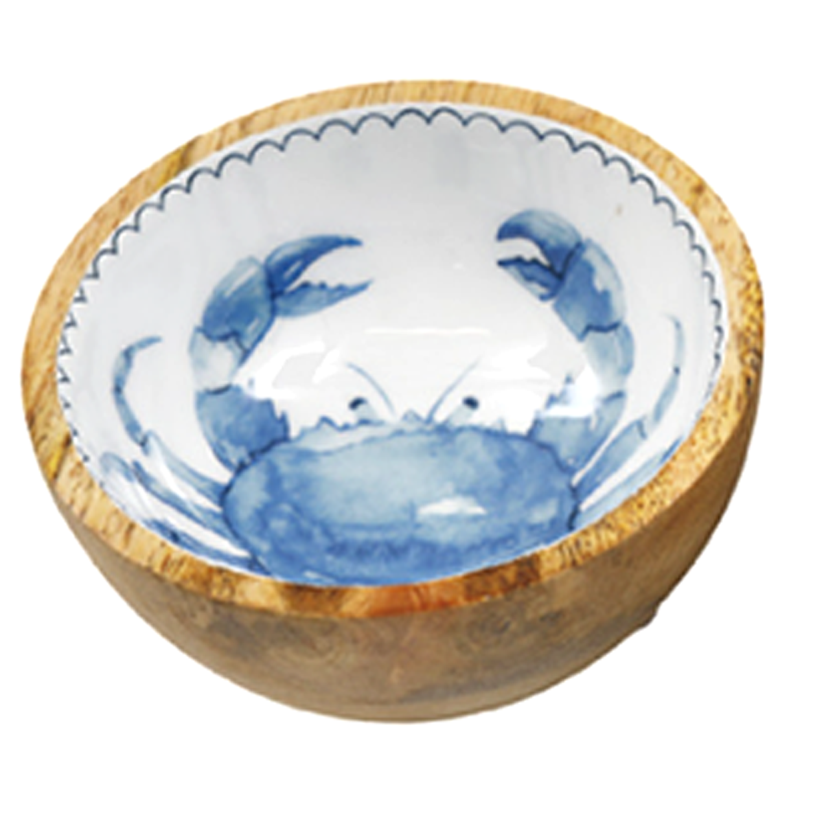 Mango Wood Nautical Snack Bowl (Crab) on a White Background | Happy Piranha