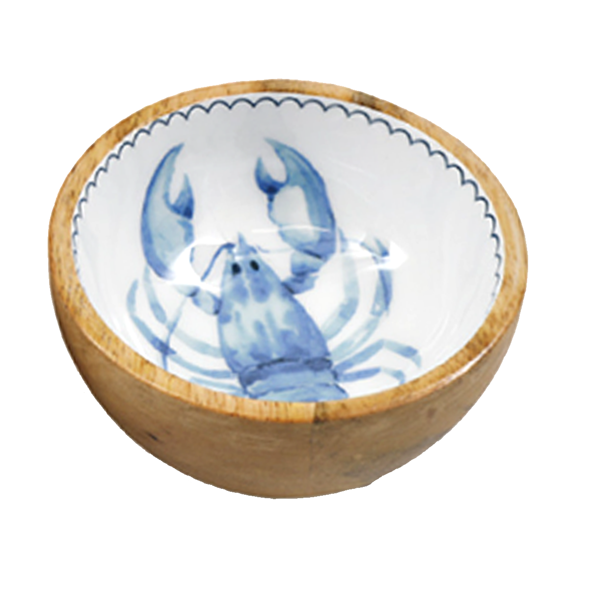 Mango Wood Nautical Snack Bowl (Lobster) on a White Background | Happy Piranha