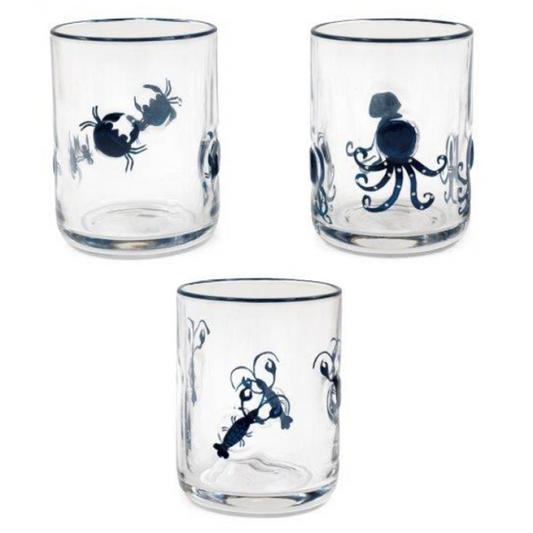 Seashore Creatures Design Glass Tumbler