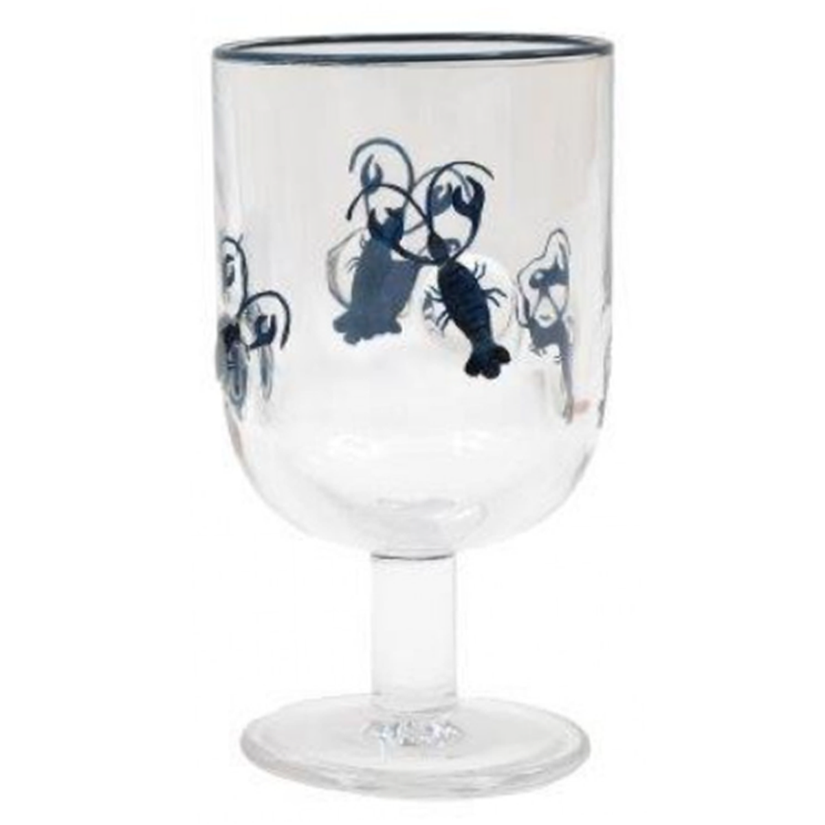 Seashore Creatures Design Short Stem Wine Glass (Lobster Design) on a White Background | Happy Piranha