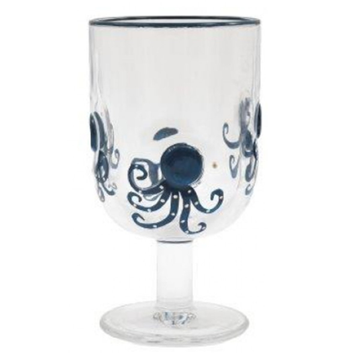 Seashore Creatures Design Short Stem Wine Glass (Octopus Design) on a White Background | Happy Piranha