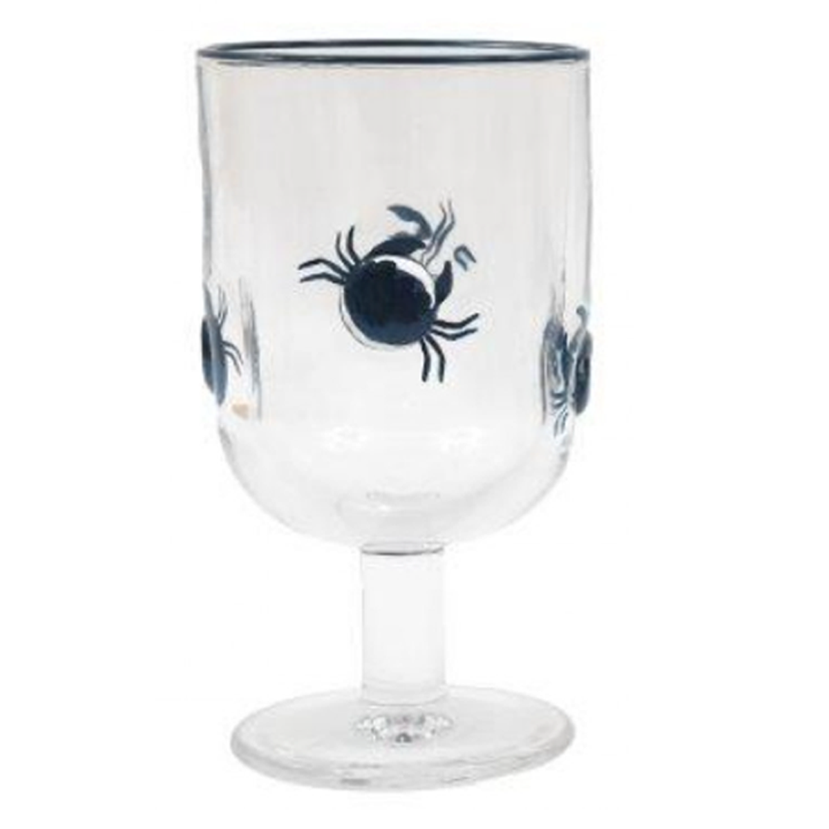 Seashore Creatures Design Short Stem Wine Glass (Crab Design) on a White Background | Happy Piranha