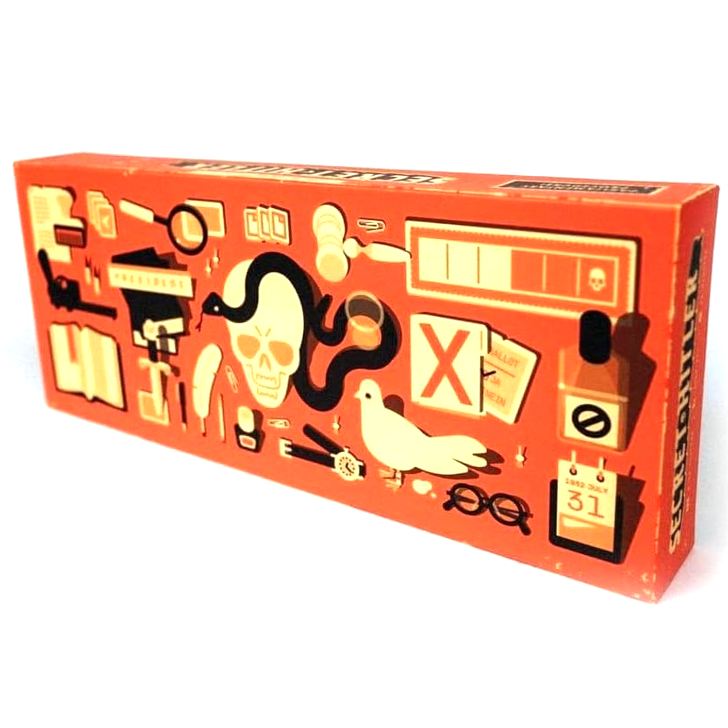Secret Hitler board Game (Front of Box) on a White Background | Happy Piranha