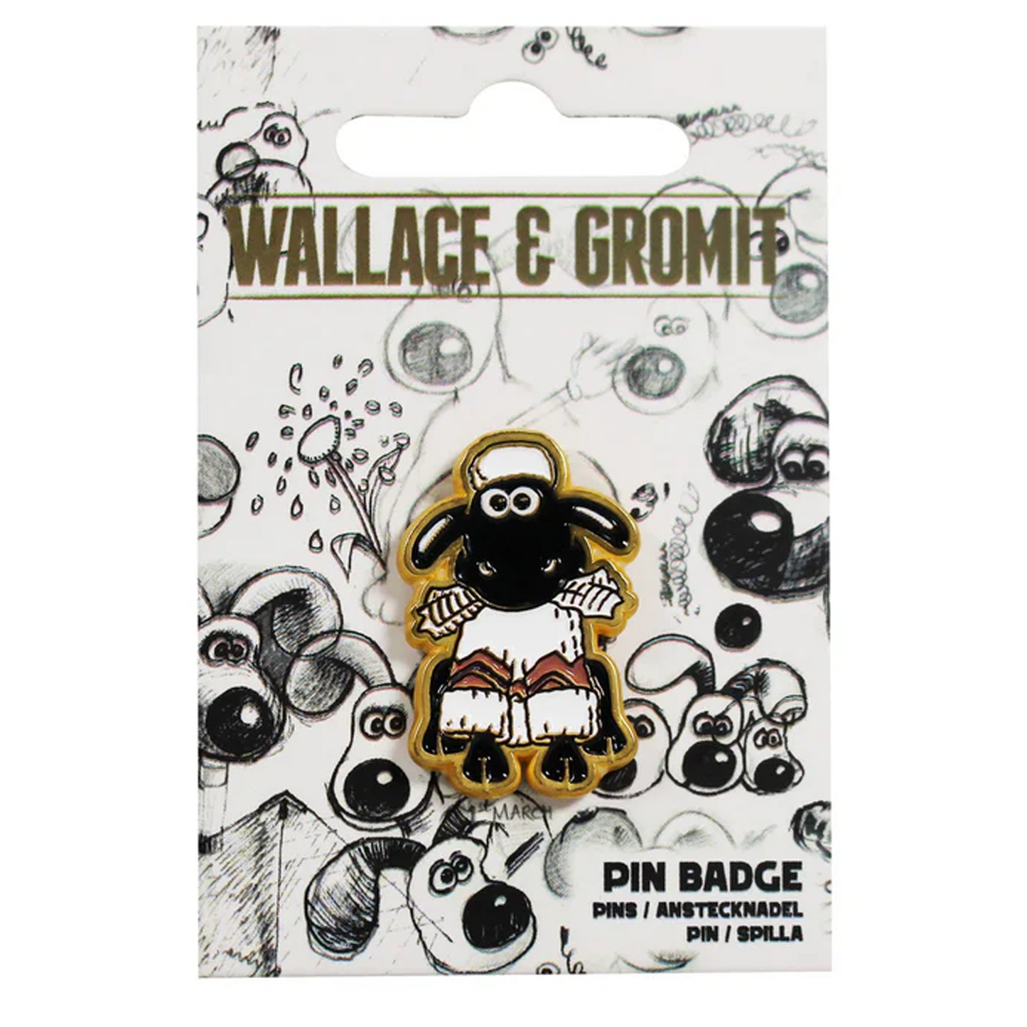 Wallace & Gromit Sean the Sheep Enamelled Pin Badge in Packaging | Happy Piranha