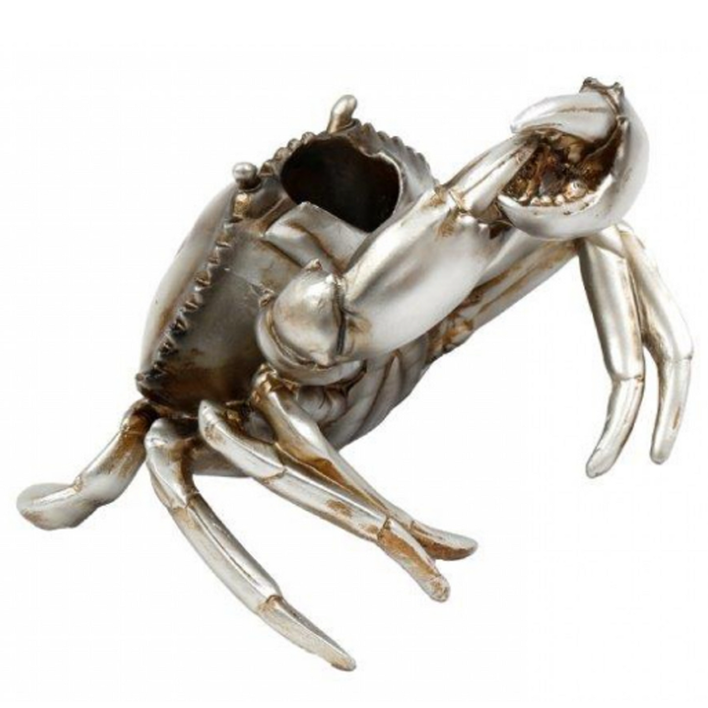 Silver Crab Wine Bottle Holder on a White Background | Happy Piranha