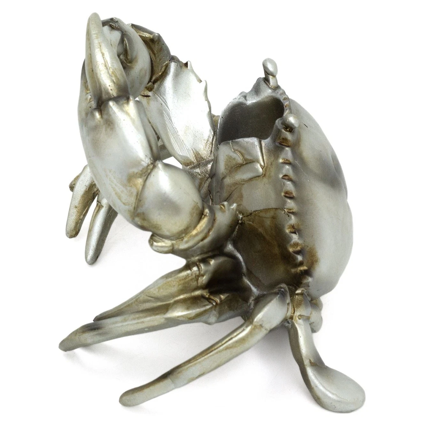 Silver Crab Wine Bottle Holder (Side View) on a White Background | Happy Piranha