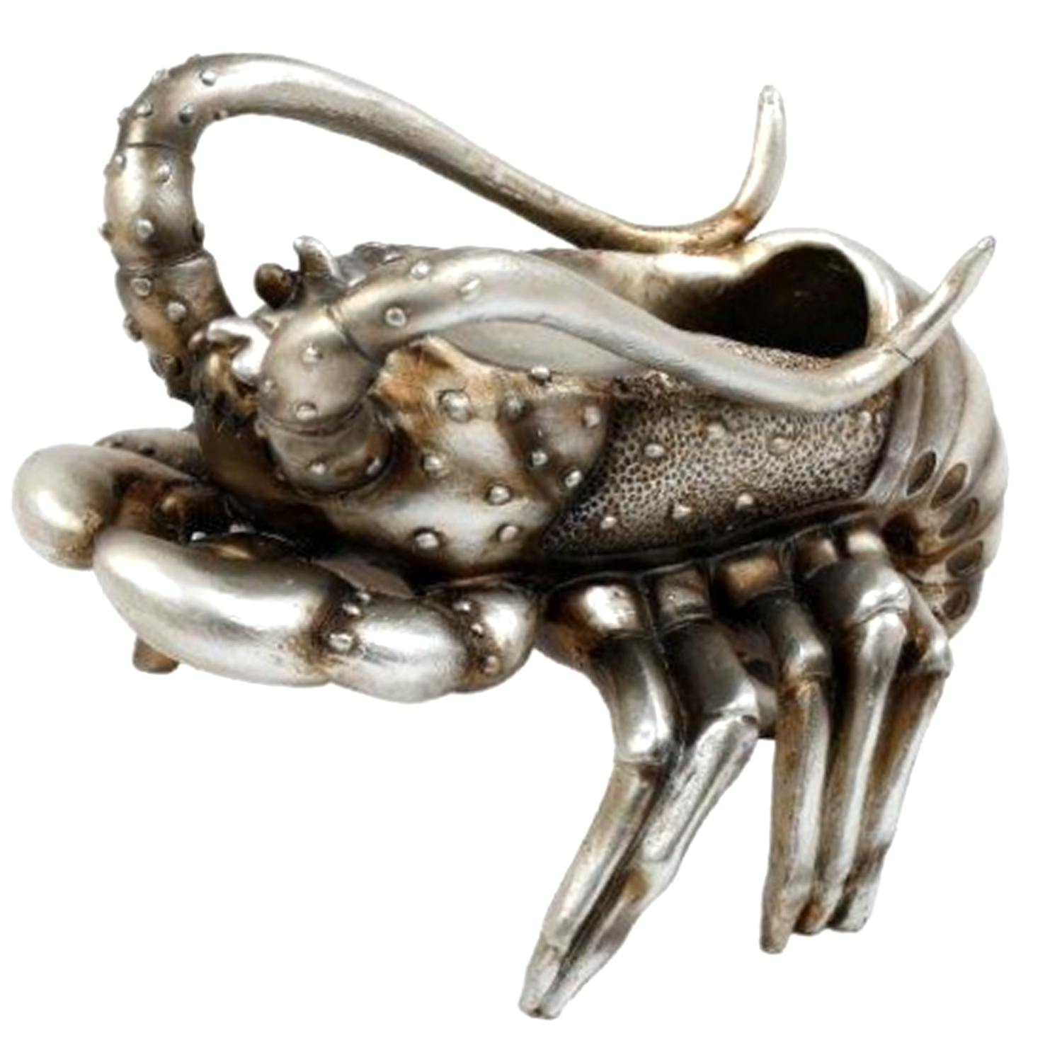 Silver Lobster Wine Bottle Holder (Front View) On a White Background | Happy Piranha