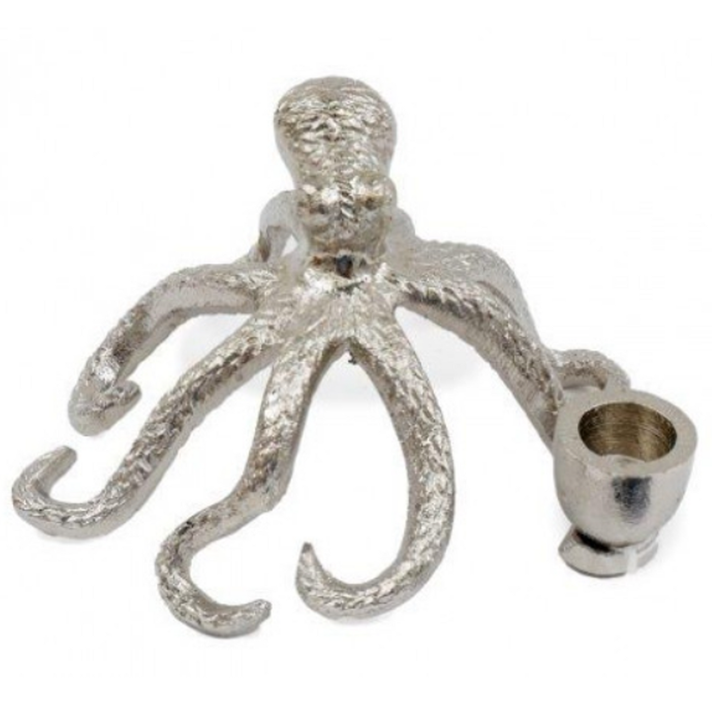 Silver Metal Octopus Candlestick / Candle Holder on a White Background | Happy Piranha