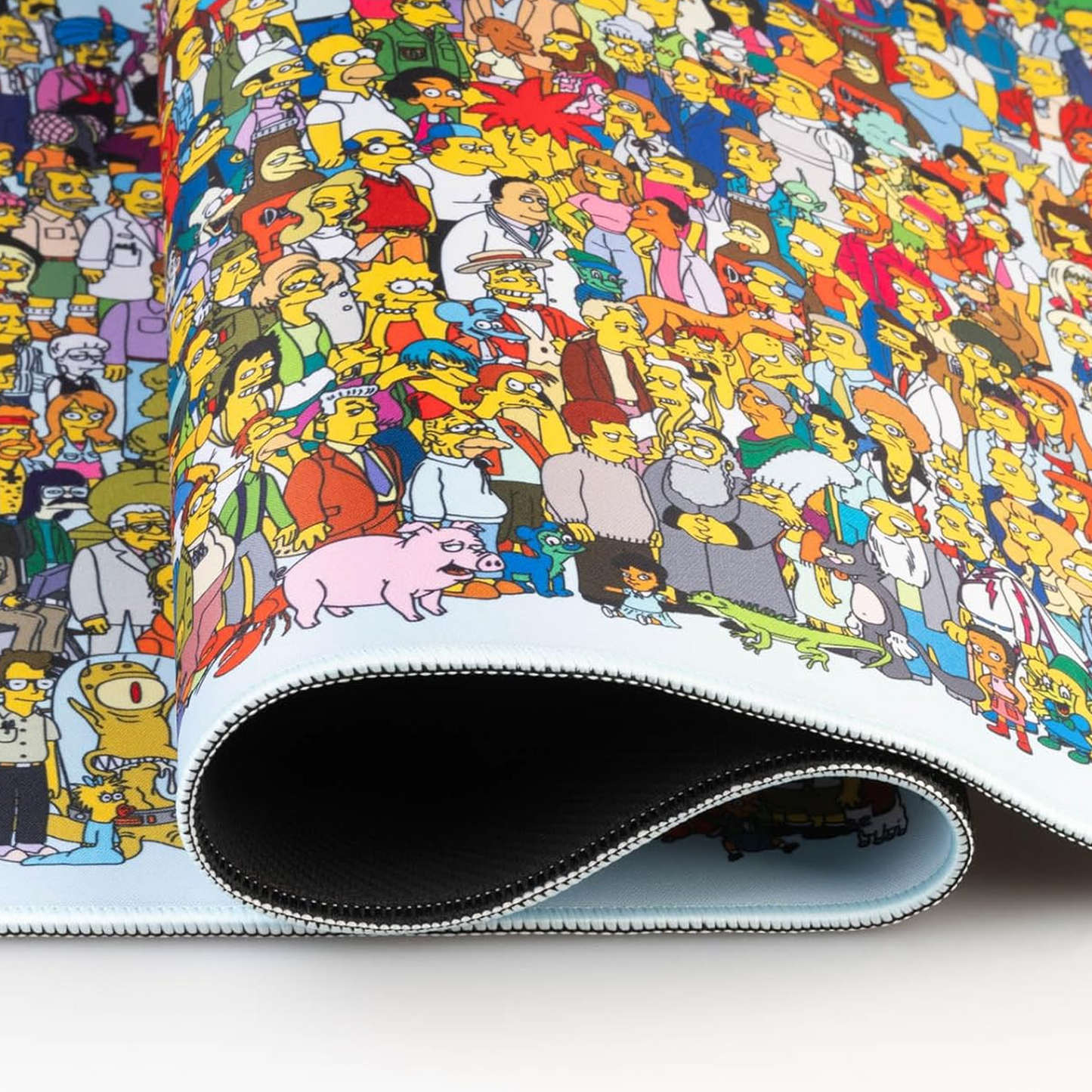 The Simpsons XXL 31.5 Inch Gaming Mouse Pad & Keyboard Mat - a Close up of the Quality Stitched Edges | Happy Piranha