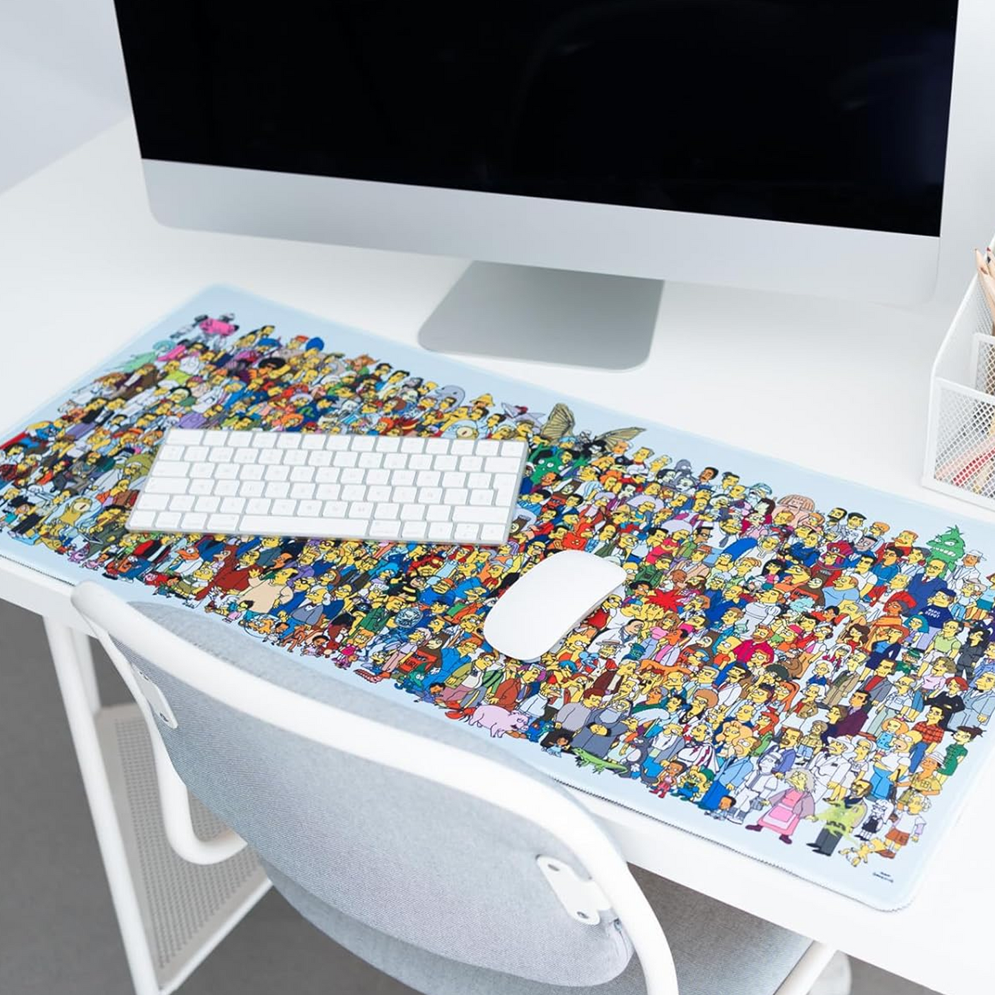 The Simpsons XXL 31.5 Inch Gaming Mouse Pad & Keyboard Mat on a Desk with a Keyboard and Mouse | Happy Piranha