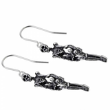 Skeleton Pair - Gothic Pewter Earrings (Side) | Happy Piranha