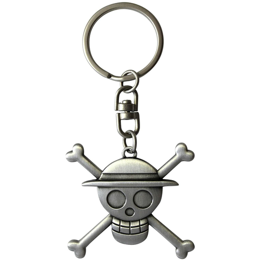 One Piece Luffy Skull & Crossbones Metal Keychain and Ring | Happy Piranha