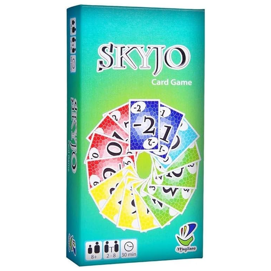 Skyjo Card Game (Boxed) on a White Background | Happy Piranha