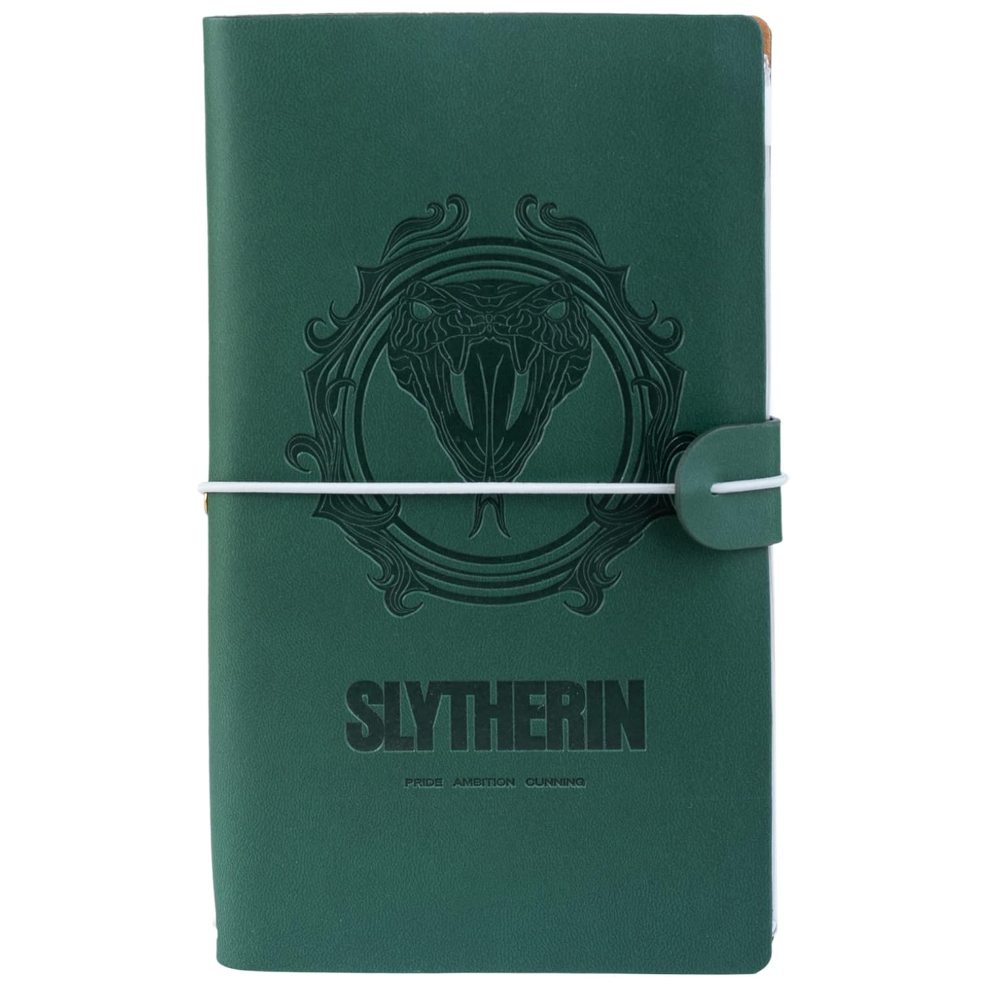 Slytherin Harry Potter Faux Leather Travel Journal / Notebook (Front) | Happy Piranha