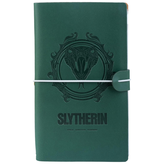 Slytherin Harry Potter Faux Leather Travel Journal / Notebook (Front) | Happy Piranha