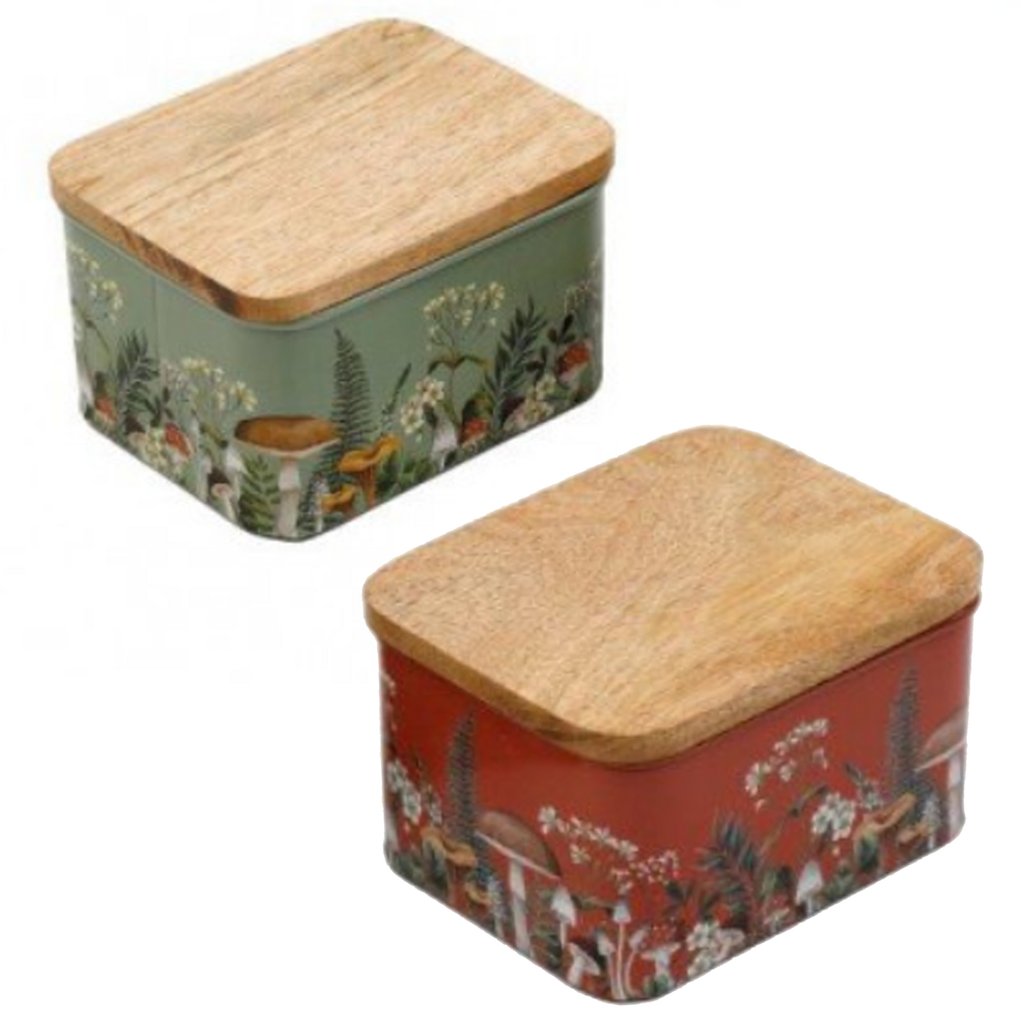 Small Mushroom Forest Design Cannister / Storage Box | Happy Piranha