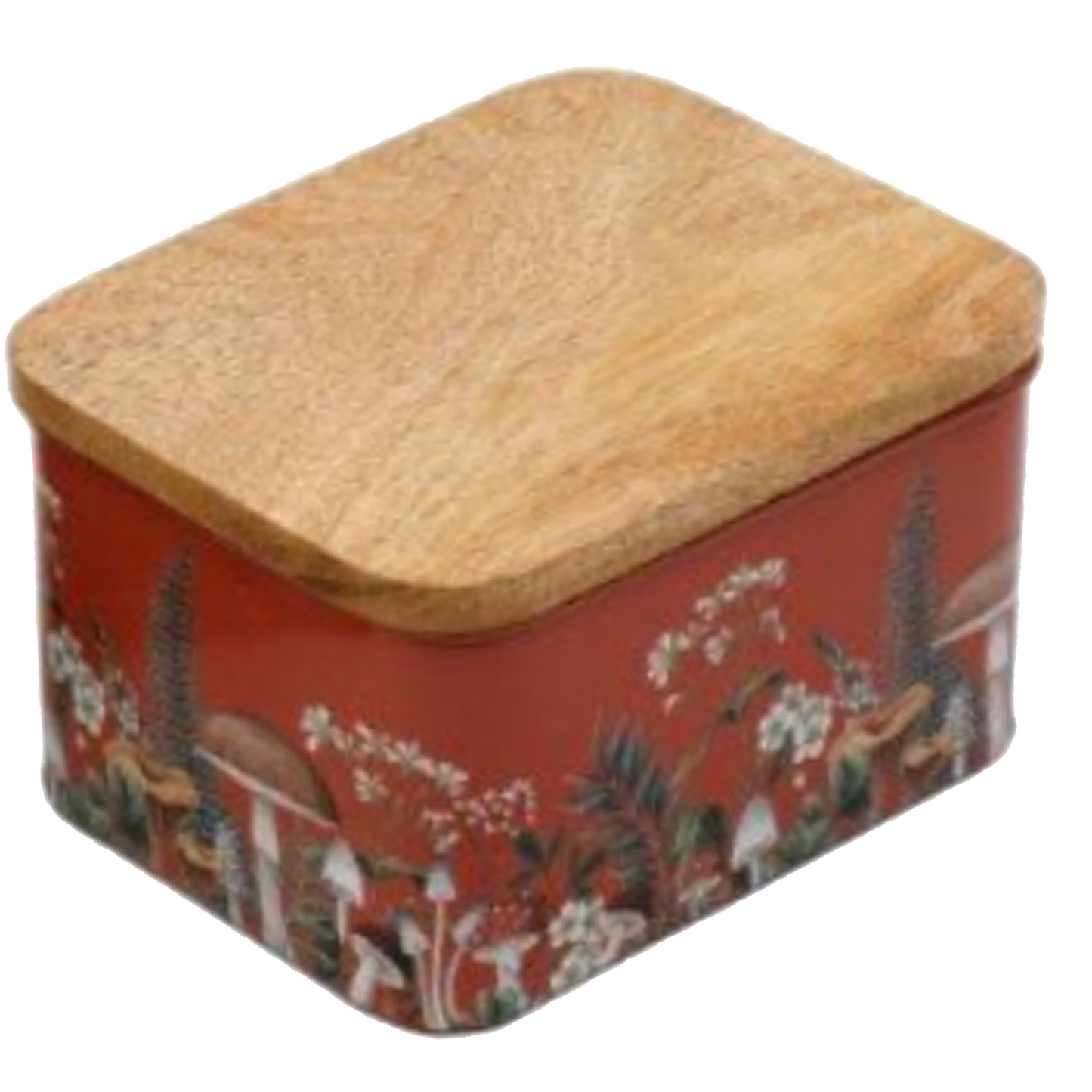 Small Mushroom Forest Design Cannister / Storage Box (Red) | Happy Piranha