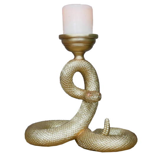 Golden Coiled Rattle Snake Candle Holder | Happy Piranha