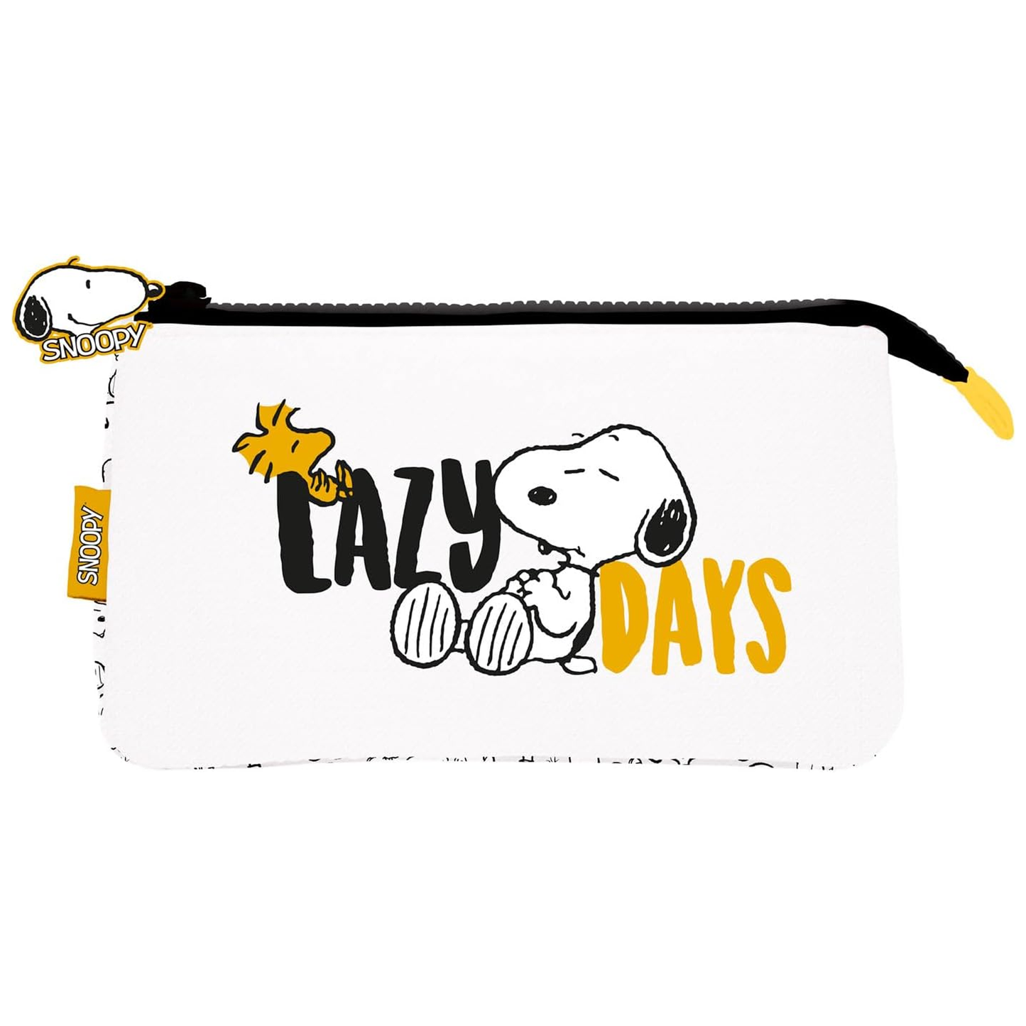 Snoopy & Woodstock 'Lazy Days' Multi-Compartment Pencil Case (Front) | Happy Piranha