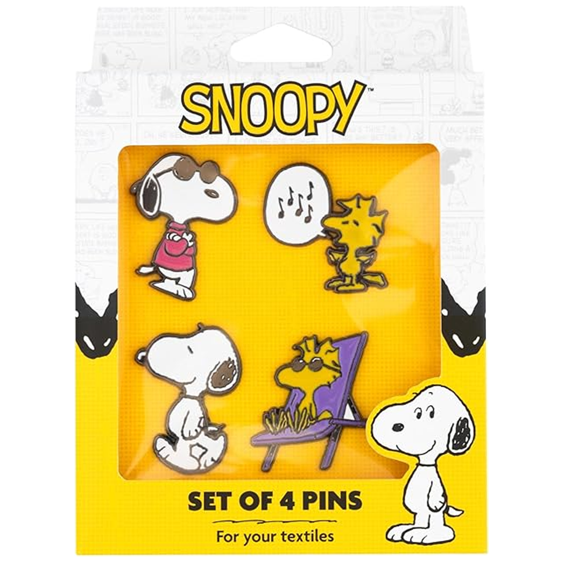 Peanuts Snoopy & Woodstock Enamelled Pin Badge 4 Set (Boxed) | Happy Piranha