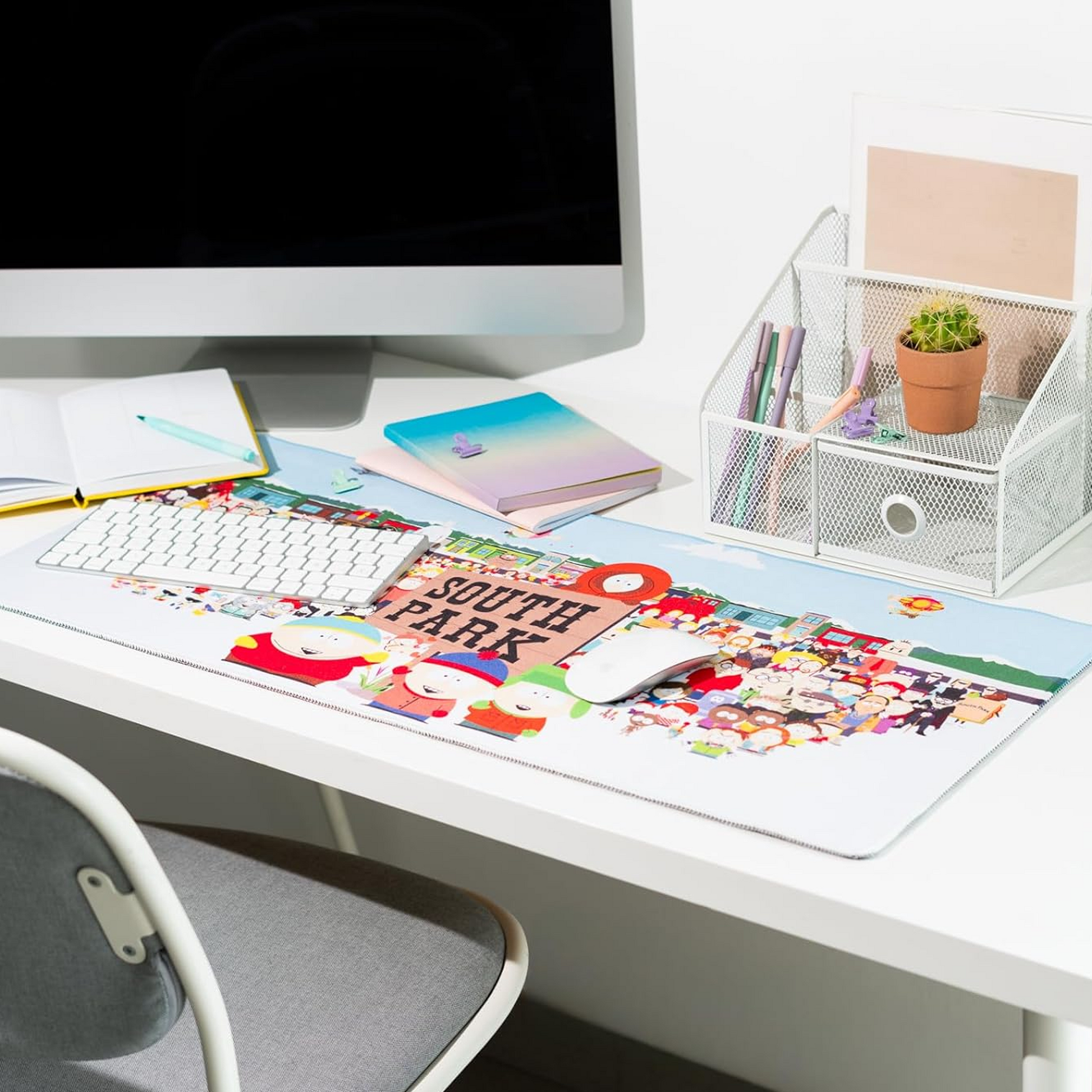 South Park XXL 31.5 Inch Gaming Mouse Pad & Keyboard Mat on a Desk with a Keyboard and Mouse | Happy Piranha