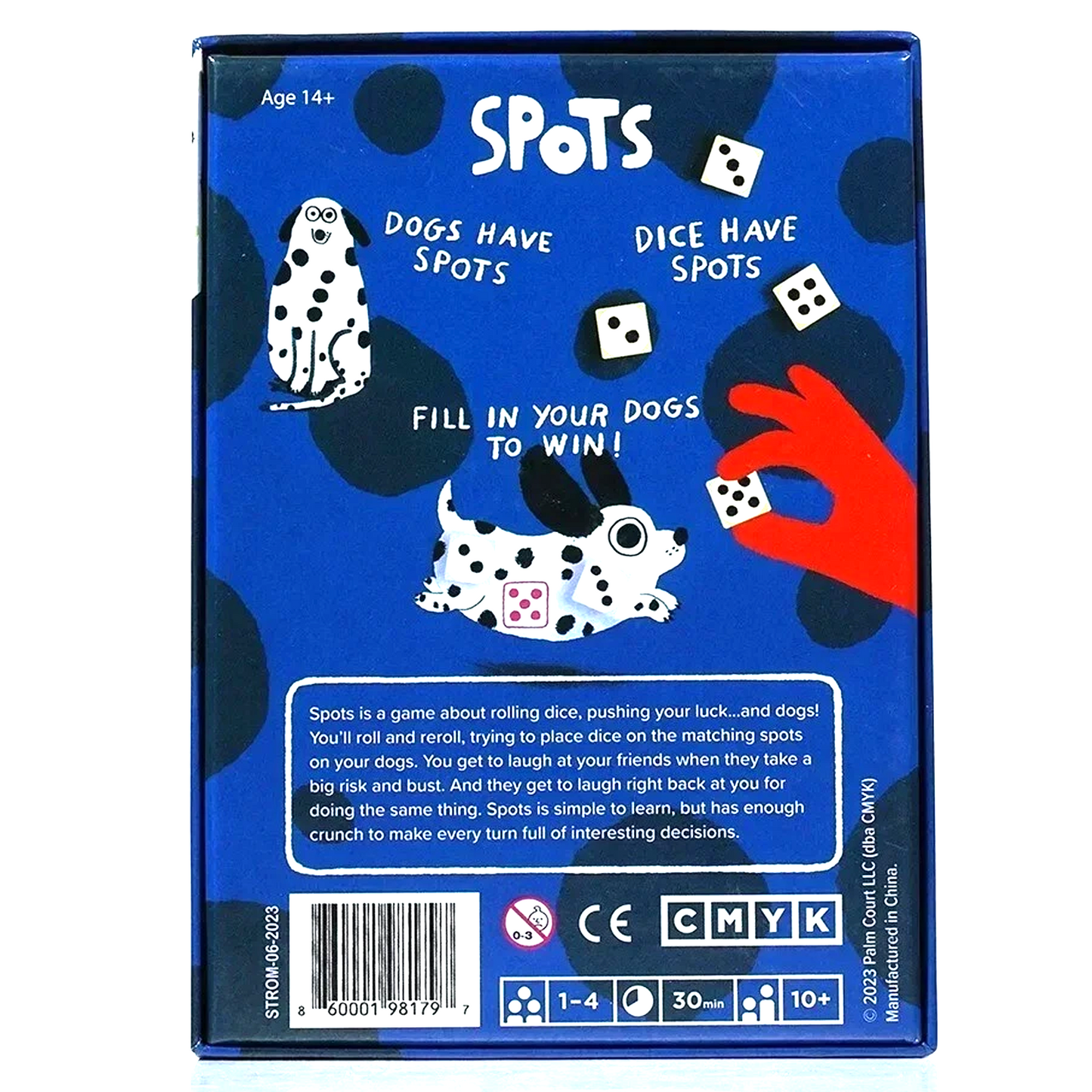 Spots Board Game (Back of Box) on a White Background | Happy Piranha