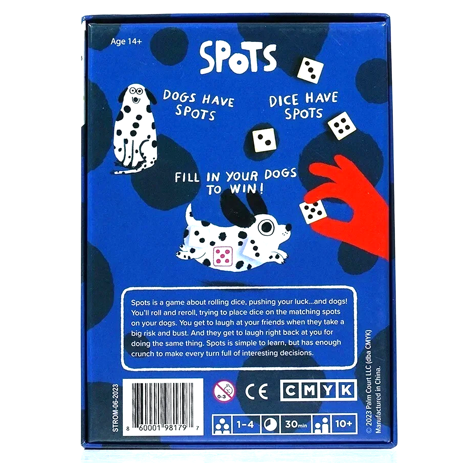 Spots Board Game (Back of Box) on a White Background | Happy Piranha