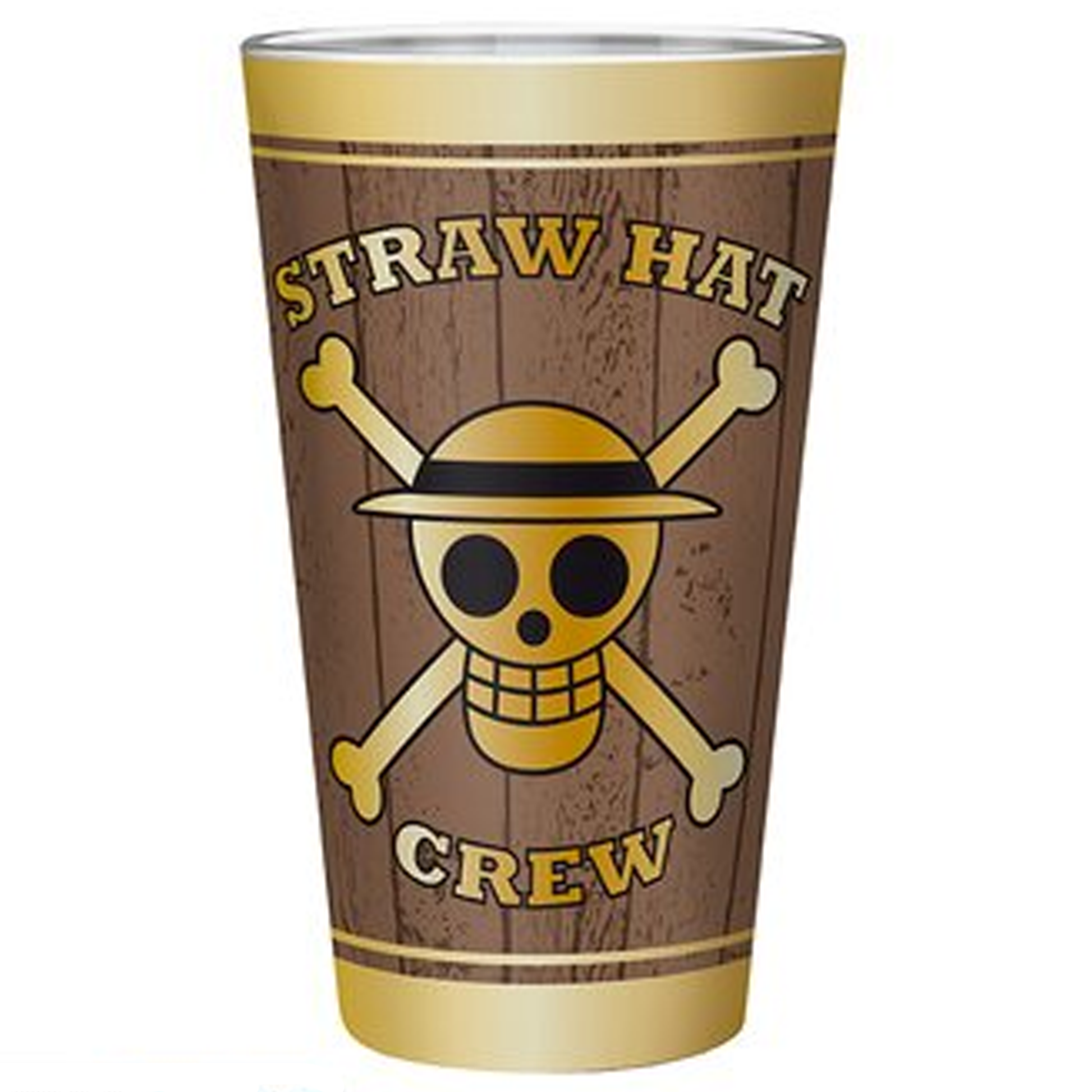 One Piece Straw Hat Crew Drinking Glass (Front) | Happy Piranha