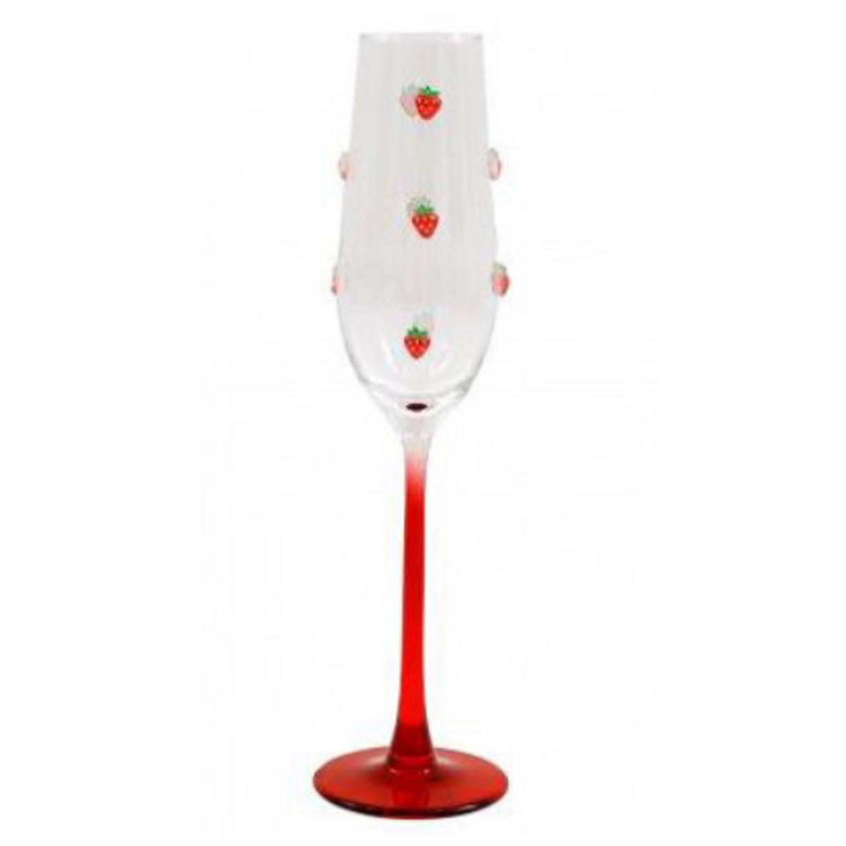 Strawberry Design Champagne Flute Glass on a White Background | Happy Piranha