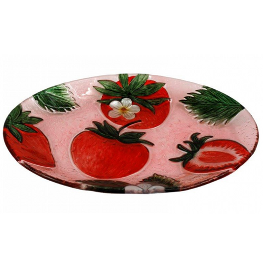 Strawberry Fields Design Glass Plate | Happy Piranha