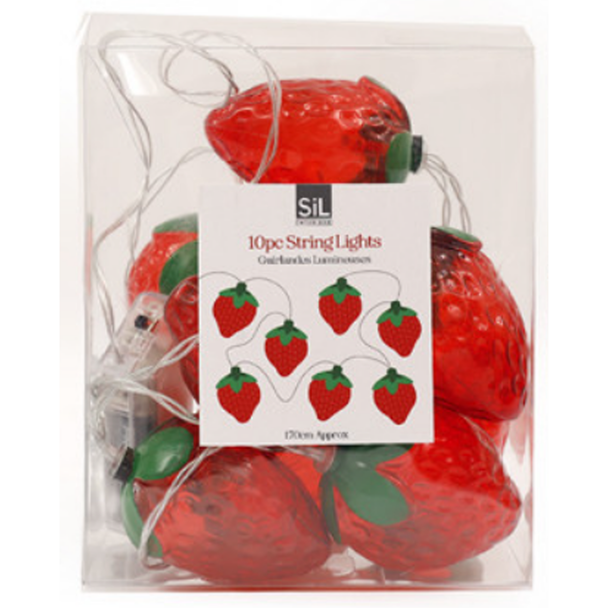 Strawberry Shaped Fairy Lights - 10 String Light Set (Boxed) | Happy Piranha