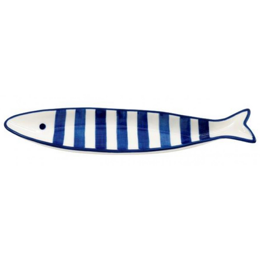 Blue & White Stripey Sardine Sushi Tray on a White Background | Happy Piranha