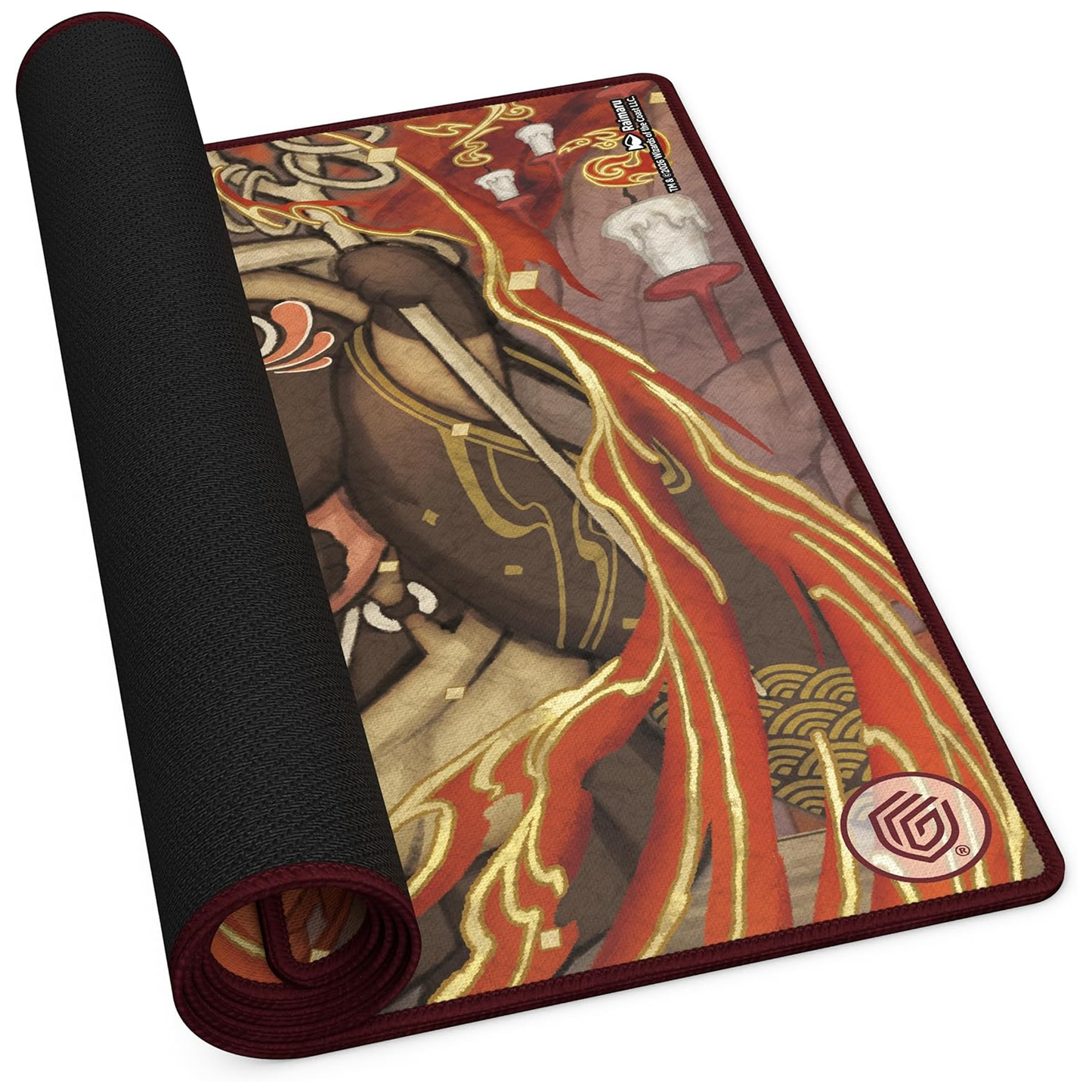 Ultimate Guard: Secrets of Strixhaven Pyretic Ritual Playmat 61 x 35cm, Rolled Up on a White Background | Happy Piranha
