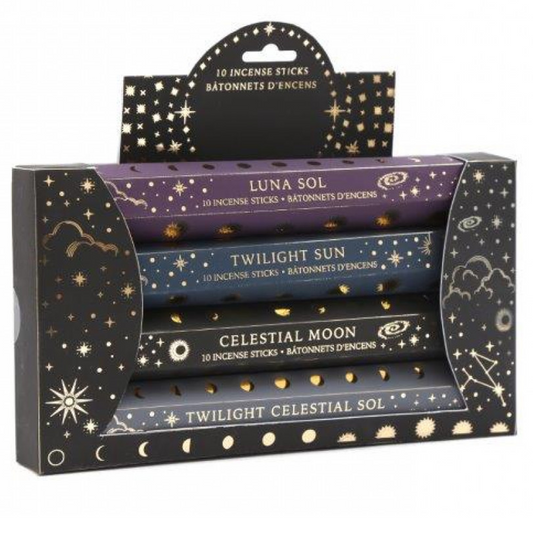 Sun & Moon Celestial Incense Stick Variety 4 Pack | Happy Piranha