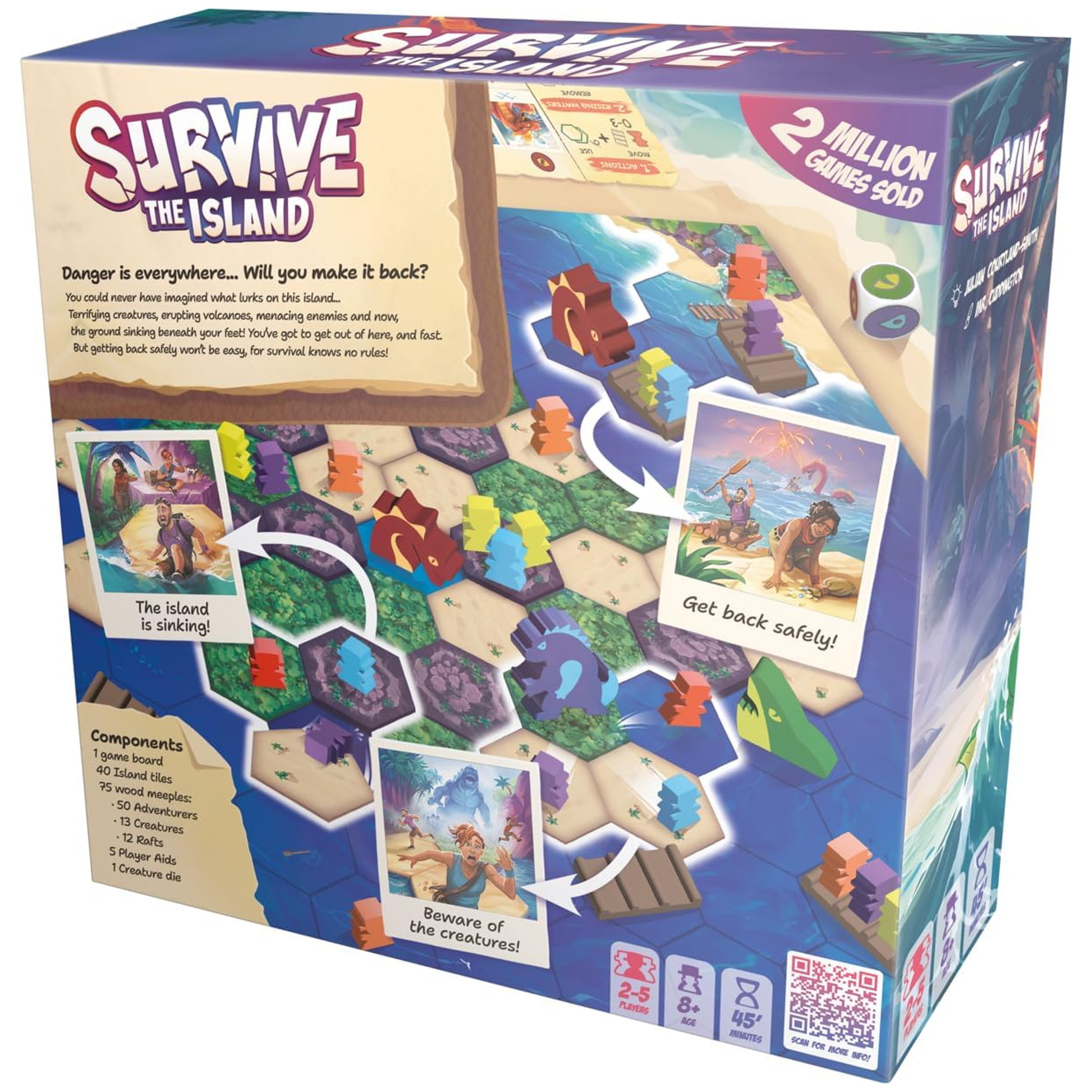 Survive The Island Board Game (Back of Box) | Happy Piranha