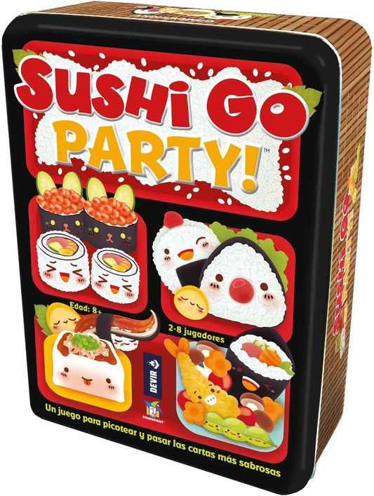 Sushi Go Party! Card Game (Front of Box) | Happy Piranha